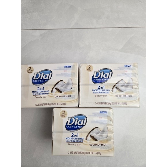 Dial Complete Coconut Milk 2-in-1 Antibacterial Moisturizing Beauty Bar Soap LOT - Picture 1 of 9